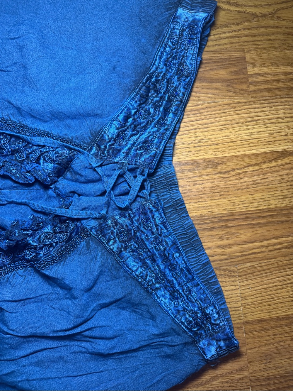 L.S.I. Embroidered Beaded Boho Harem Lace Front Wide Leg Culotte Pants 1X/2X - Picture 3 of 11
